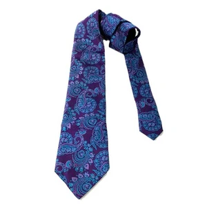 Ted Baker Endurance Pure Silk Purple & Blue Paisley Embroidered Tie - Picture 1 of 6