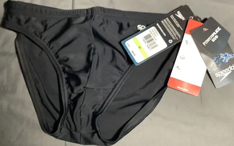 Speedo Men's Xtra Life Lycra Solar 1 Inch Brief Swimsuit Black 30