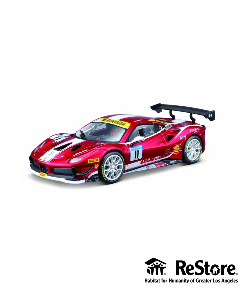 Ferrari 488 Challenge #11 Candy Red 1/24 Diecast Model Car by Bburago 26308