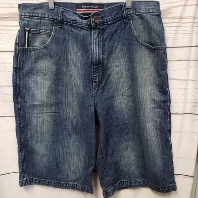 VINTAGE Phat Farm 36 Jean Shorts Mens Blue Jorts Baggy Skater Hip Hop Y2K Flaw - Image 1 of 4