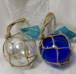 Bola de yute náutica Shore Living adorno boya azul y transparente hágalo usted mismo decoración NUEVO conjunto 2 - Imagen 1 de 3