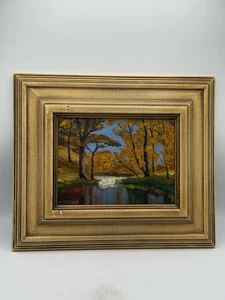 Original Oil Painting Fall Landscape Signed A.Thomas 8x10 Framed 11x13 - Picture 1 of 4