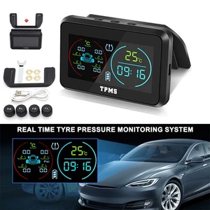 Wireless Solar Tyre Pressure Monitoring System TPMS LCD for Car SUV Van Trailer - Picture 1 of 12