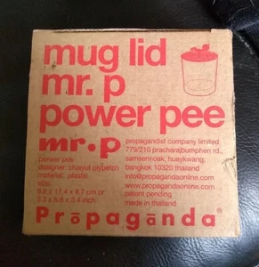 Mug lid mr. P power pee off white/blue BOXED propaganda new funky fun gift - Picture 1 of 5