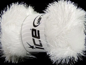 4-Skein Lot Eyelash Glitz Yarn bulky 4x100g Optical White - Picture 1 of 4