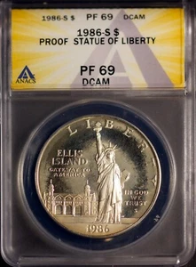 1986-S $1 Statue of Liberty Silver Dollar Proof 69 DCAM  ANACS # 7269875 + Bonus - Picture 1 of 2