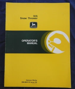 1975 JOHN DEERE 60 70 100 LAWN TRACTOR 32A SNOW THROWER OPERATORS MANUAL MINTY - Picture 1 of 5