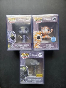 Funko Pop Disney Nightmare Before Christmas Zero Art Series Exclusive Set of 3  - Picture 1 of 3