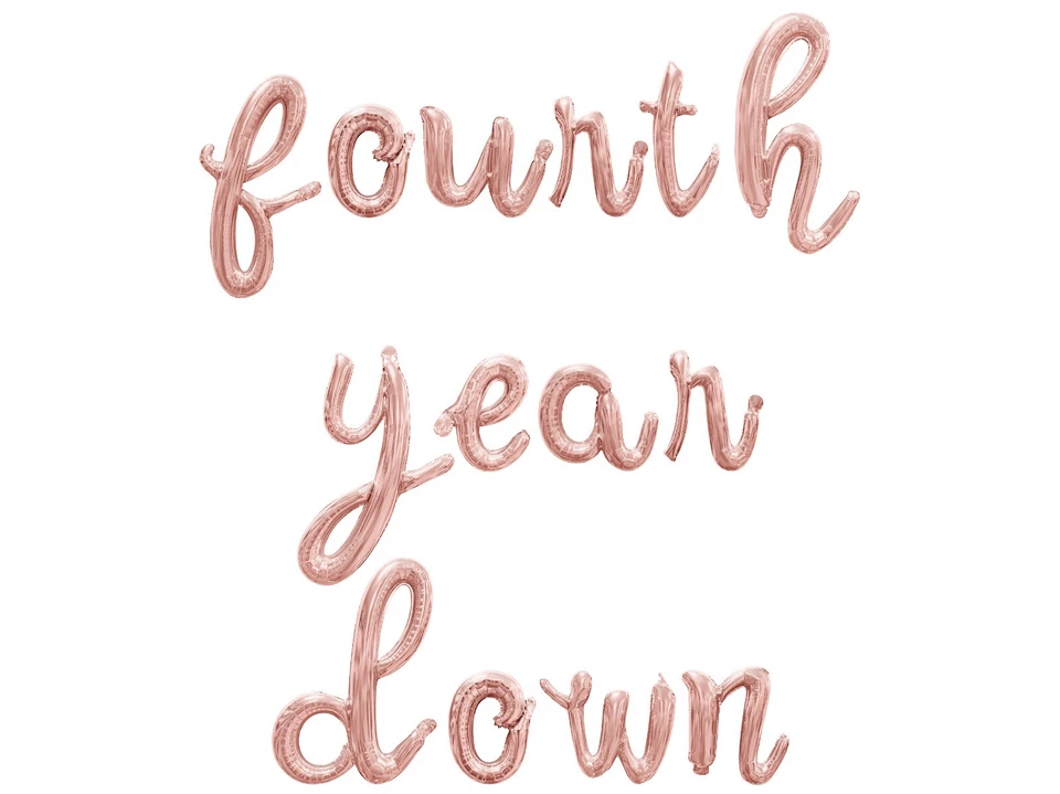 FOURTH YEAR DOWN Cursive Letter Balloon Banner - 4th Birthday Party Decorations - Image 1 of 4