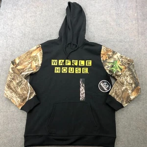 Waffle House Hoodie Mens Large Black Camouflage Realtree Long Sleeve Hooded - Picture 1 of 12