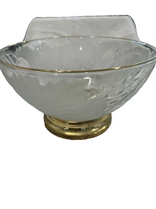 Vintage Grape & Leaf Etched Glass Fruit/salad Bowl 10 inches tall - Picture 1 of 5