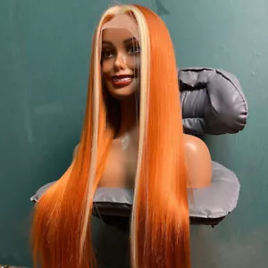 Orange Yellow Highlight Lace Front Synthetic Heat Safe Wig for Women - Picture 1 of 6