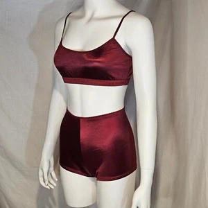 Victoria's Secret Second Skin Satin Bralette Boy Brief Boyshorts Medium Burgundy - Picture 1 of 8