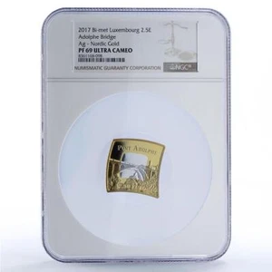 Luxembourg 2,5 euro Adolphe Bridge Henri Architecture PF69 NGC bimetal coin 2017 - Picture 1 of 4