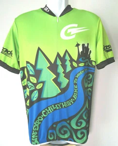 LOUIS GARNEAU BRIGHT GREEN CYCLING JERSEY Half Zip bike to work day TREES fits M - Bild 1 von 9