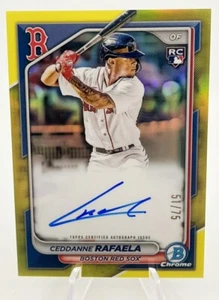2024 Bowman Chrome Ceddanne Rafaela Rookie Auto Yellow Refractor /75 Red Sox RC - Picture 1 of 3
