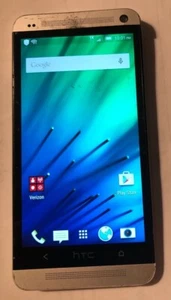 [BROKEN] HTC One M7 32GB Silver (Sprint) Good Used READ Cracked Glass  - Afbeelding 1 van 3