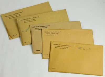 1956 1957 1958 1959 1960 U.S. Silver Proof Sets in Envelopes C2936 - Image 1 of 4