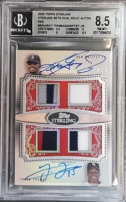 2020 Topps Sterling Dual Relic Auto Ken Griffey Jr Frank Thomas Autograph /5 - Image 1 of 3