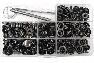 Metal Snap Fastener Button Kit 70 Sets 5/8" Stainless Steel Kit for Leather 15mm - Image 1 of 4