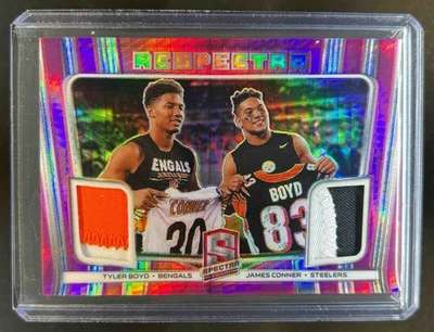 2020 Panini Spectra James Conner Tyler Boyd Respectra Patch Neon Pink #12/25 - Image 1 of 2
