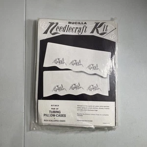 Bucilla Needlecraft Kit 8414 Pair of Tubing Pillow-Cases w/ Redi-Scalloped Edges - Picture 1 of 3