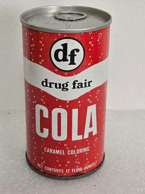 Vintage Red Drug Fair Cola Alexandria VA Lata de Refrigerante de Aço Reto Pop - Imagem 1 de 4