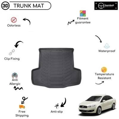 Vehicle Specific Rubber Trunk Mat Cargo Liner Fits For Fiat Linea 2007 - Up Foto 1 de 4
