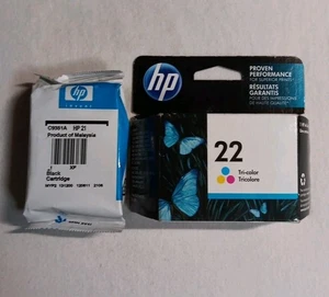 Cartucho de tinta tricolor HP 21 negro HP 22 ORIGINAL paquete de 2 Deskjet 3910 J3635 - Imagen 1 de 3
