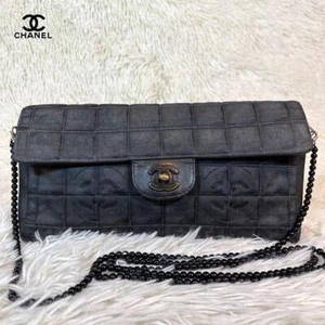 Chanel Shoulder Bag Chocolate Bar Coco Mark Nylon Black From Japan - Picture 1 of 16