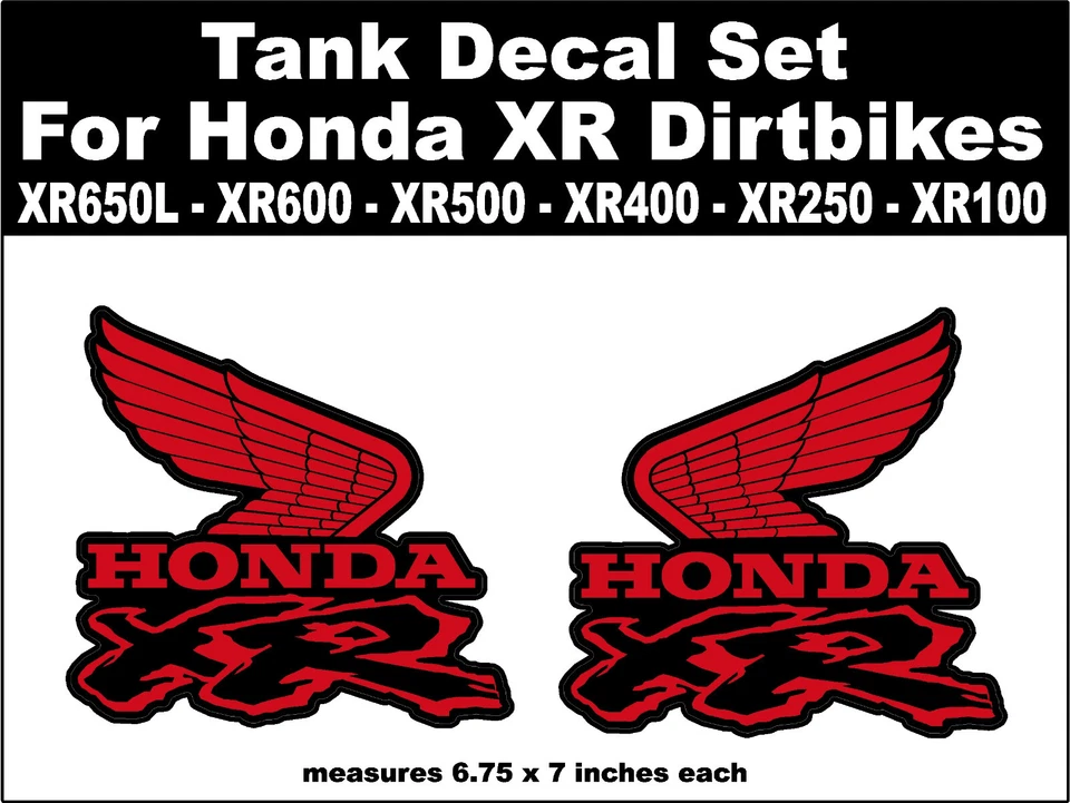 Calcomanías de tanque XR Honda XR650 XR600 XR500 XR400 XR350 XR250 XR200 XR100 1 Foto 1 de 1