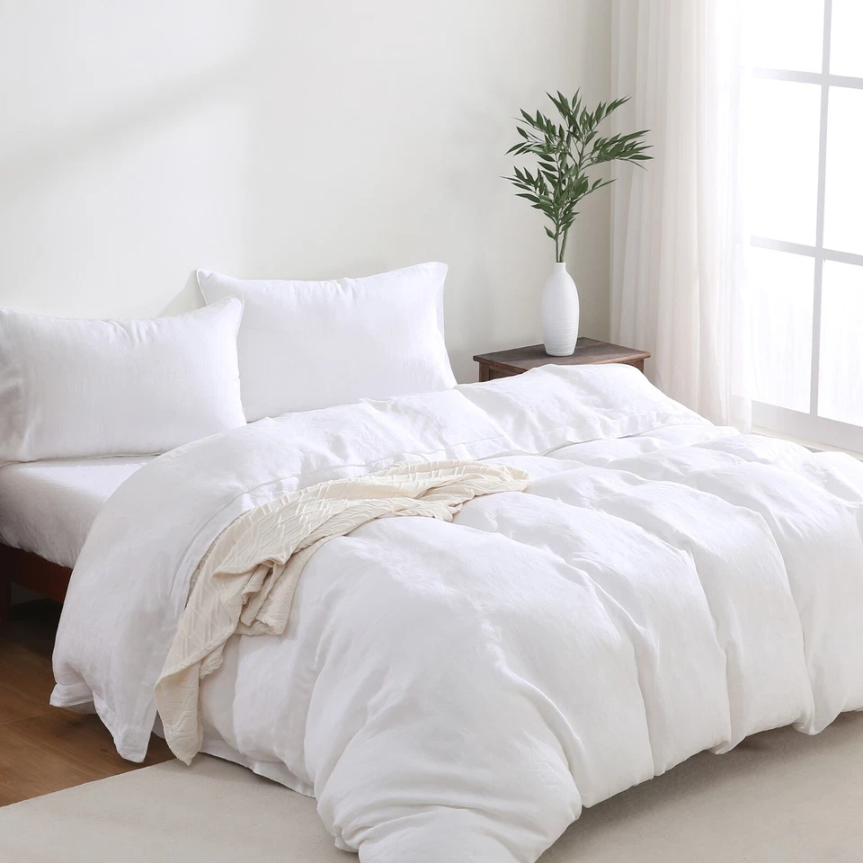 Juego de 3 fundas nórdicas 100 % lino puro lino europeo 1 funda nórdica 2 fundas de almohada Foto 1 de 1