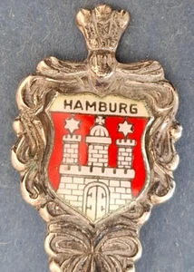 Vintage Solid Silver 800 Souvenir Spoon HAMBURG - Picture 1 of 6