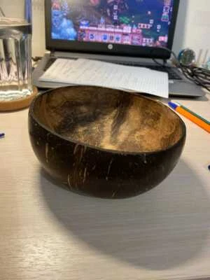 Juego de cuchara con tazón de coco natural ensalada de frutas fideos tazón de arroz vajilla de madera cre Foto 1 de 4