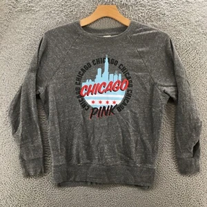 Victoria Secret Pink Chicago Pullover Sweatshirt Womens Small Gray Cotton Blend - Picture 1 of 15