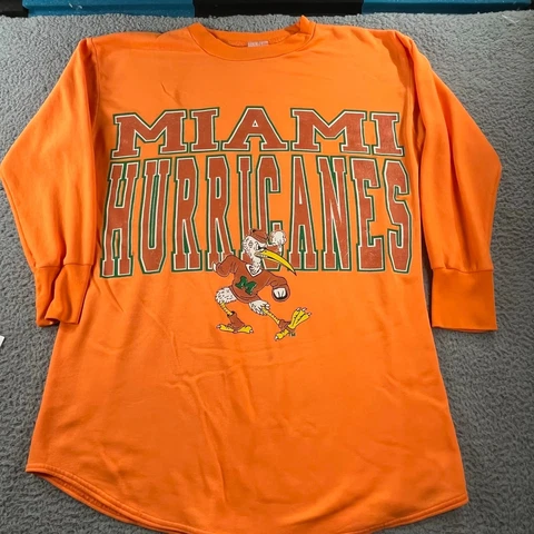 Miami Hurricanes Sweatshirt Mens Large Orange Pullover Vintage 80s Made In USA Cover