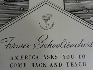 Former School Teachers Come Back Magazine Ad Print 1943 WWII Mimeograph AB Dick - Picture 1 of 3