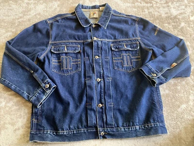 Jaqueta jeans vintage anos 90 Mecca DNM hip hop estampa interna bordada GG - Imagem 1 de 4