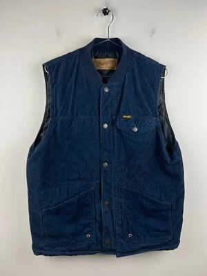 Chaleco de pana Wrangler acolchado forrado ropa de trabajo occidental azul marino talla M trasero a presión Foto 1 de 4