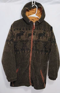Woolrich Wool Coat Womens M Brown Hooded Zip - Picture 1 of 8