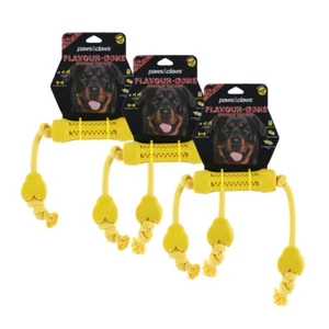3x Paws & Claws 65cm Flavour-Bone Double Tugger Beef Flavoured Rubber Dog Toy YL - Picture 1 of 6