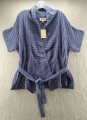 Cárdigan Sonoma para mujer XL azul tejido abierto manga corta largo cinturón informal nuevo con etiquetas Foto 1 de 4