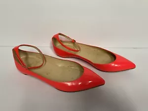 Christian Louboutin Patent Ballets Flats Ankle Strap Neon Pink 35 - Picture 1 of 8