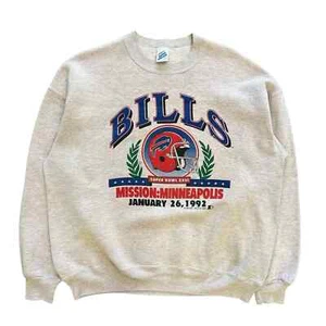 90s Reprint Buffalo Bills NFL Football Team Ash Crewneck Sweatshirt vtg HN0052 - Picture 1 of 2