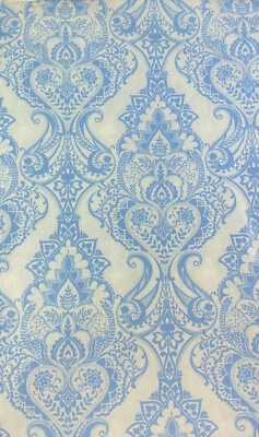 Baroque Medallion Vinyl Tablecloths White and Blue Assorted Sizes  - Image 1 of 3