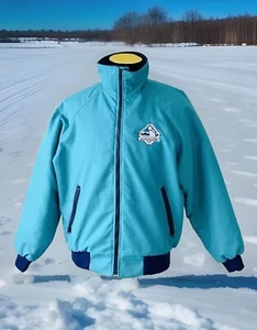 Vintage Alaskan Polar Fleece By Malden Zip Ski Jacket teal navy blue Size Large - Picture 1 of 13