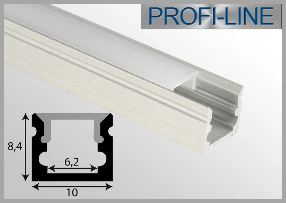 LLV 5,90 €/m LED Vitrinen Regal Profil 2m Typ E Mini Schiene Leiste klein 10 x 8 mm