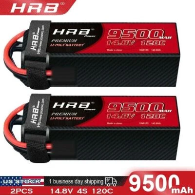 2pcs HRB 14.8V 4S 9500mAh LiPo Battery for RC Car: XRT, X-Maxx, Maxx V2, UDR - Image 1 of 4