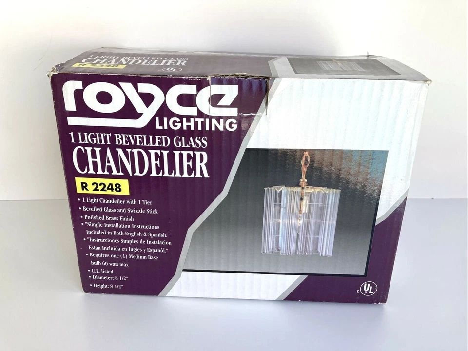 NEW Royce Lighting 1 Light Bevelled Glass Chandelier R 2248 - $89.00 Retail - Image 1 of 4