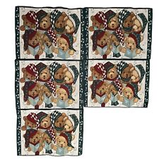 Set Of 5 Christmas Woven Tapestry Placemats Musical "Caroling Bears" Vintage